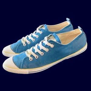 Guess Sport Canvas Blue Yellow Trim Women’s Sneakers Size 8.5